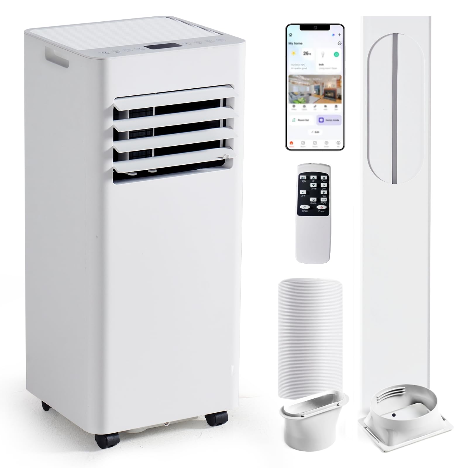 Aoxun Air Conditioning Unit with Smart Wifi, 12000 BTU Portable Air Conditioner Cools up to 320 sq. ft, 5-IN-1 AC Unit with Cooling&Heating&Dehumidifier&Fan&Sleep Mode, Remote Control, 24H Timer