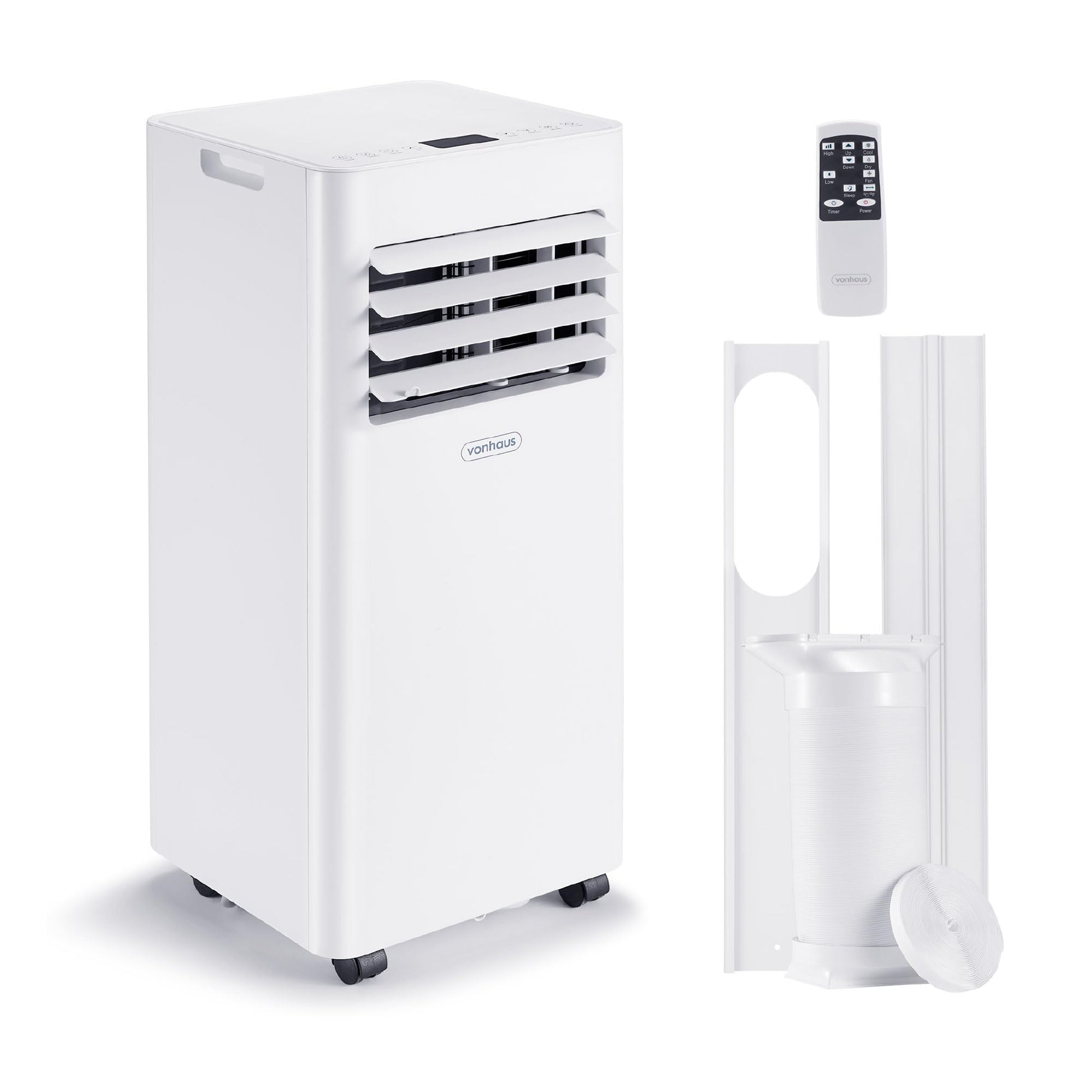 VonHaus Air Conditioning Unit 12000 BTU – WiFi, Smart Portable Air Conditioner Enabled with Alexa/Google Home, Window Venting Kit, Remote Control, 4 Modes, 3 Speeds, 24hr Timer, Wheels, Carry Handle
