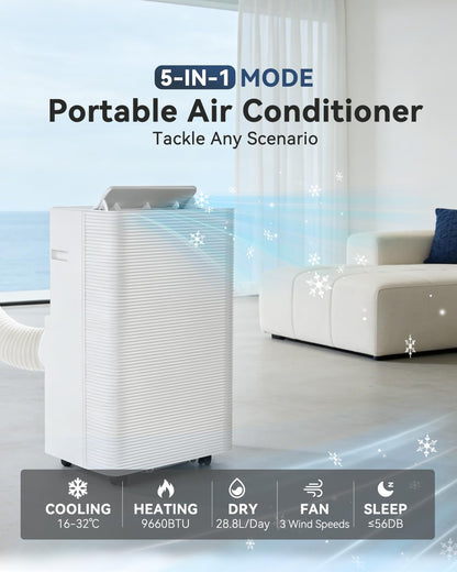 Aoxun Air Conditioning Unit with Smart Wifi, 12000 BTU Portable Air Conditioner Cools up to 320 sq. ft, 5-IN-1 AC Unit with Cooling&Heating&Dehumidifier&Fan&Sleep Mode, Remote Control, 24H Timer