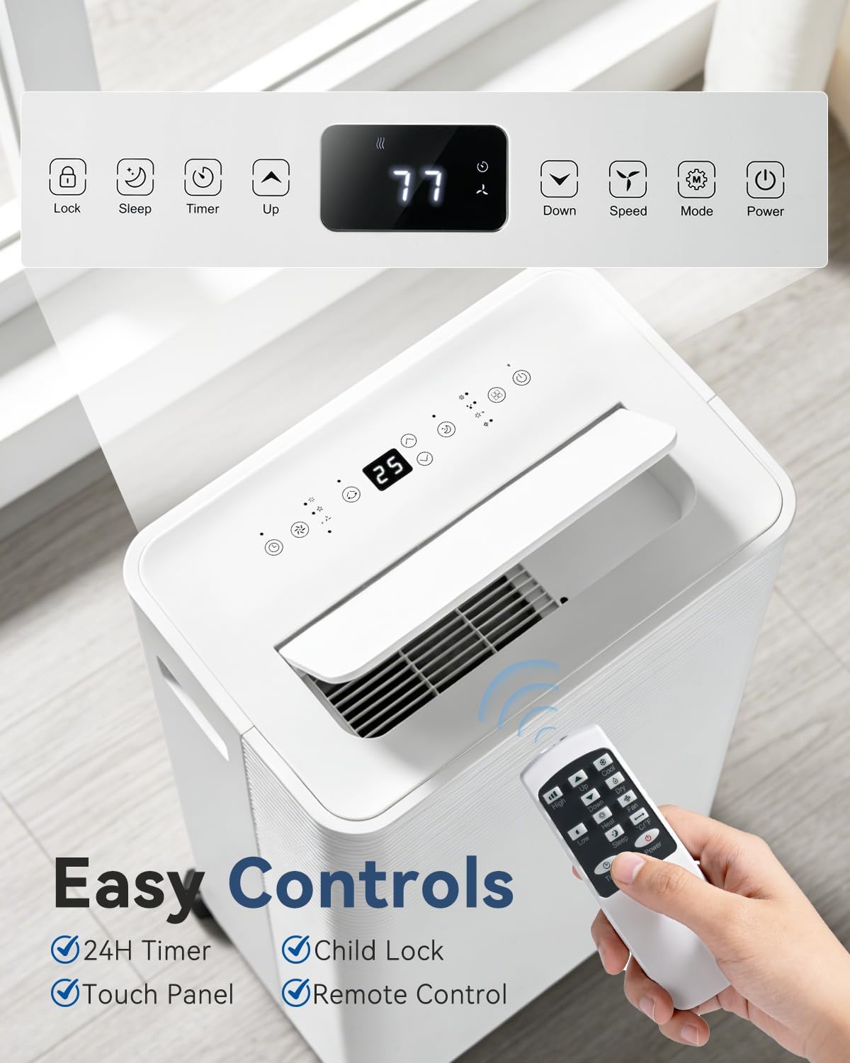Aoxun Air Conditioning Unit with Smart Wifi, 12000 BTU Portable Air Conditioner Cools up to 320 sq. ft, 5-IN-1 AC Unit with Cooling&Heating&Dehumidifier&Fan&Sleep Mode, Remote Control, 24H Timer