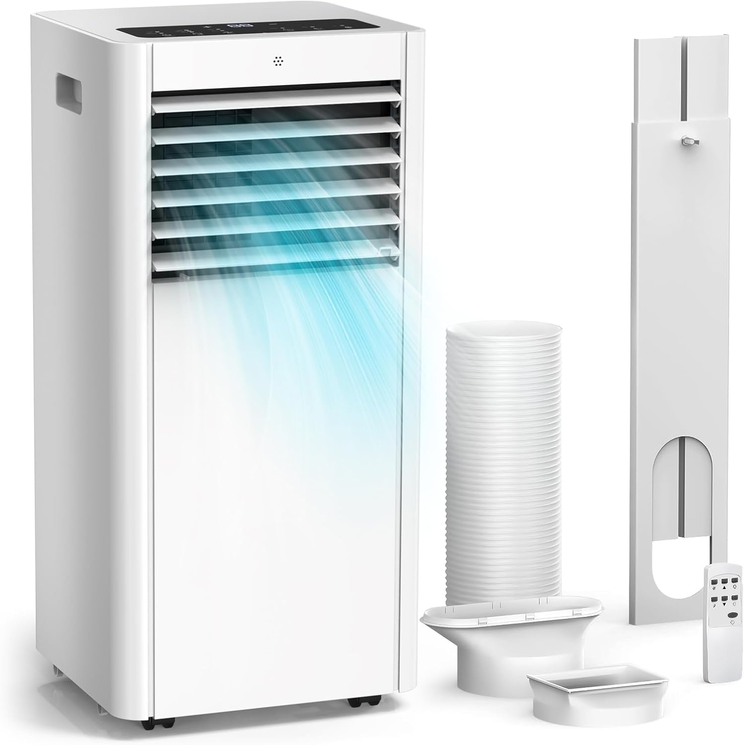 Air Conditioning Unit, 9000 BTU Portable Air Conditioner with 4 IN 1 Cool- Dry - Fan- Sleep Mode, Fast Cooling AC Unit with Timer & Lock for Home/Bedroom/Flat up to 35 m², Dual Control & Window Kit