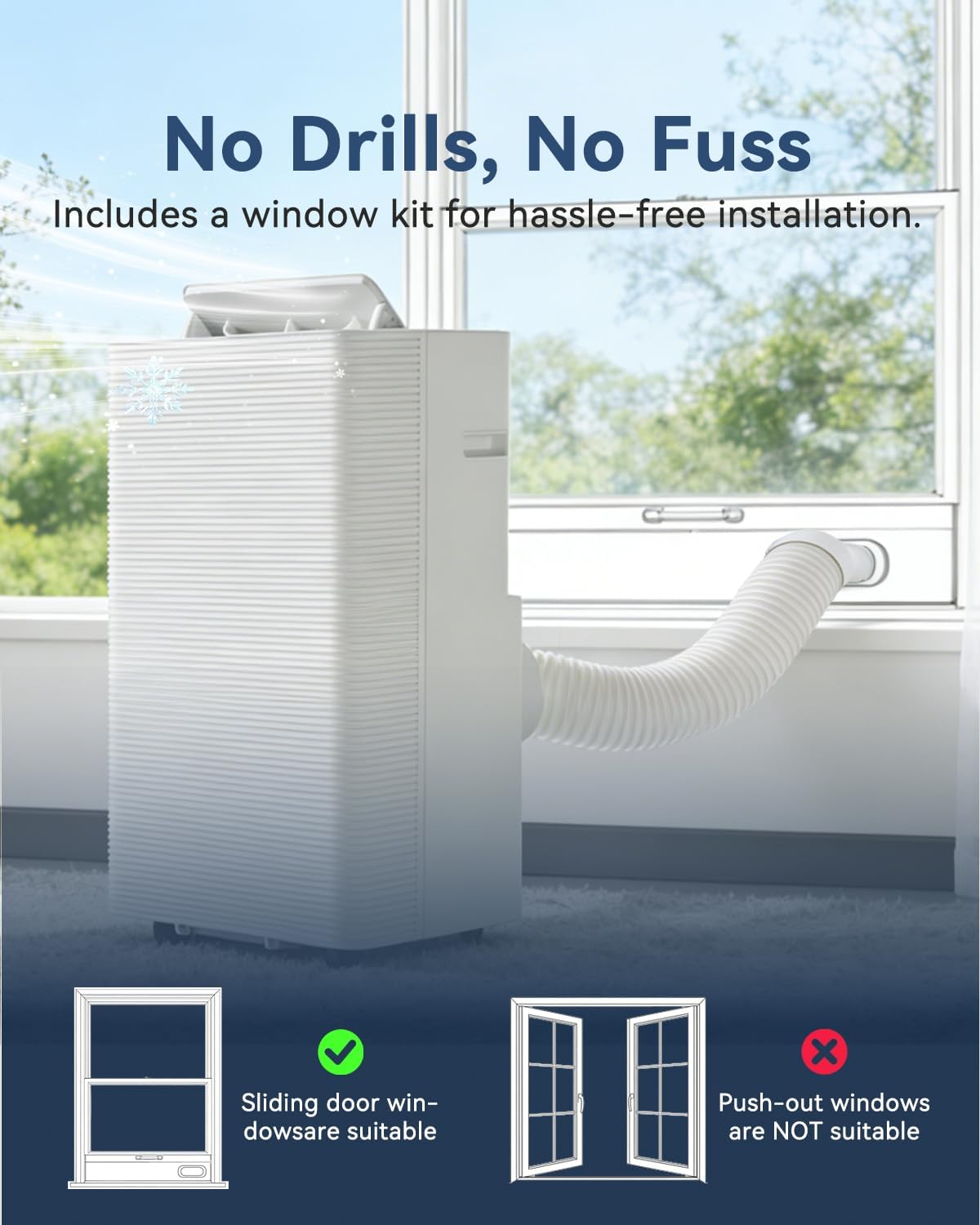 Aoxun Air Conditioning Unit with Smart Wifi, 12000 BTU Portable Air Conditioner Cools up to 320 sq. ft, 5-IN-1 AC Unit with Cooling&Heating&Dehumidifier&Fan&Sleep Mode, Remote Control, 24H Timer