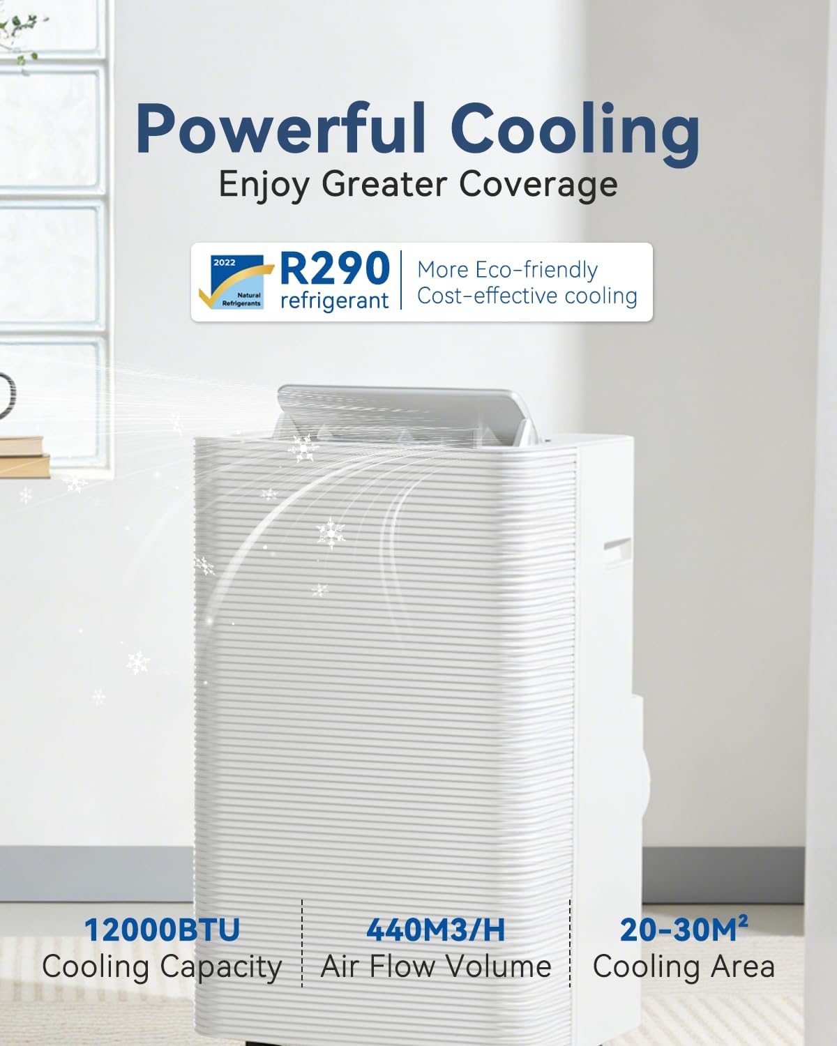 Aoxun Air Conditioning Unit with Smart Wifi, 12000 BTU Portable Air Conditioner Cools up to 320 sq. ft, 5-IN-1 AC Unit with Cooling&Heating&Dehumidifier&Fan&Sleep Mode, Remote Control, 24H Timer