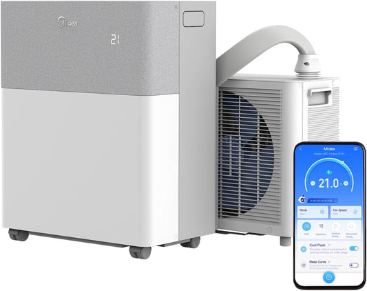 Midea 4-in-1 Portasplit Air Conditioner with Heat Pump, 12000 BTU 3.5kW, Only 39dB(A) in Silent Mode, Cooling A++/Heating A+, Smart WiFi Control, for Rooms up to 42m²/105m³ [Energy Class A++]