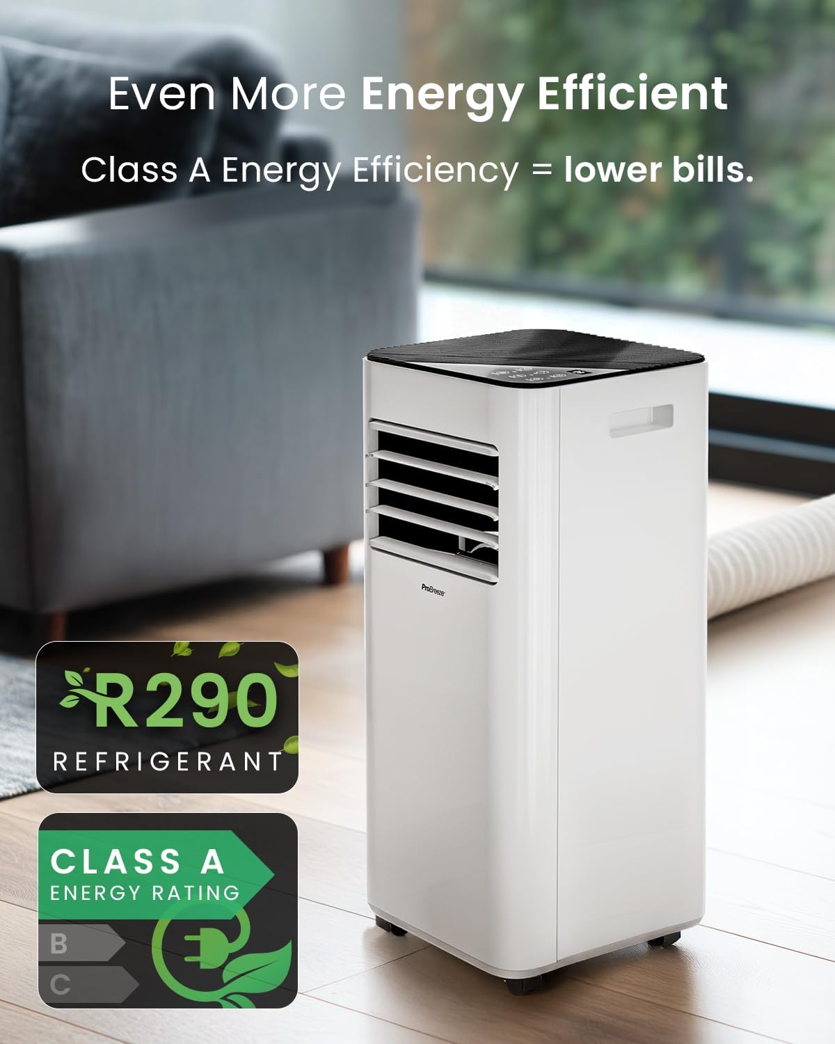 Pro Breeze 4-in-1 Portable Air Conditioner 7000 BTU with Remote Control, 24 Hour Timer & Dual Window Venting Kit Included. Powerful Air Conditioning Unit with Class A Energy Efficiency Rating