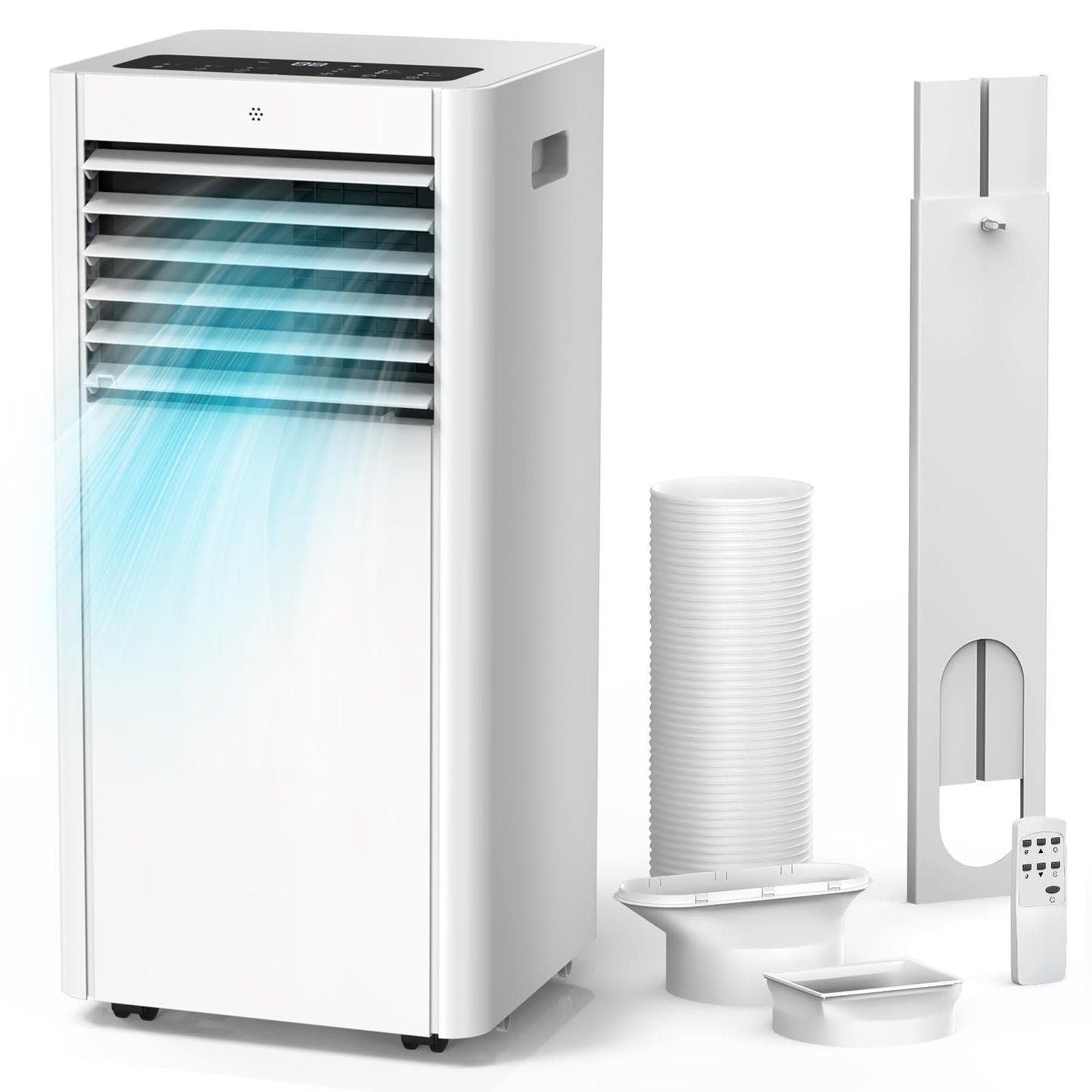 Air Conditioning Unit, 9000 BTU Portable Air Conditioner with 4 IN 1 Cool- Dry - Fan- Sleep Mode, Fast Cooling AC Unit with Timer & Lock for Home/Bedroom/Flat up to 35 m², Dual Control & Window Kit