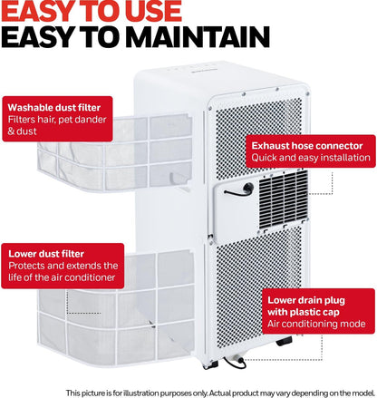 Honeywell 9000 BTU Air Conditioner & 24L/day Dehumidifier, 3 in 1 Portable Air conditioning Unit With Cooling, Dehumidification and Fan only mode (9000 BTU)