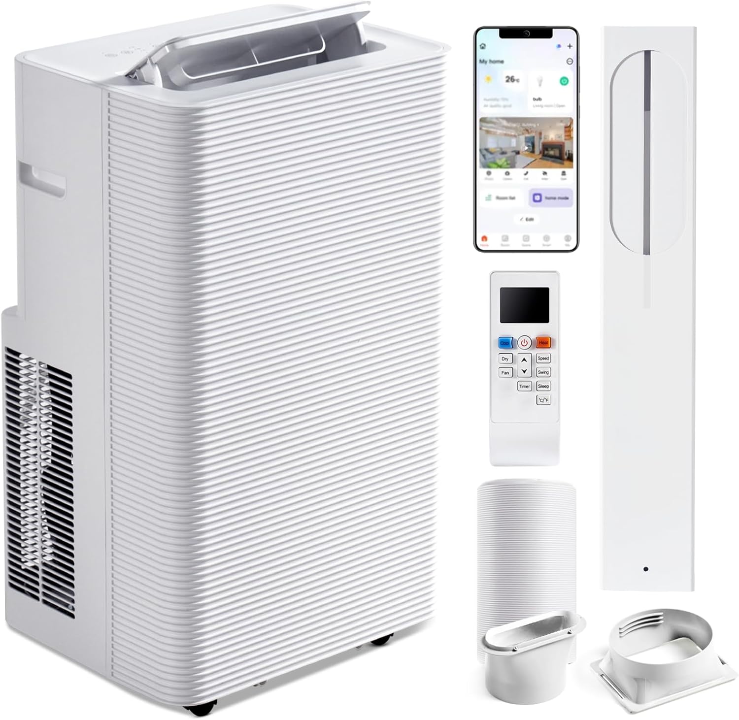Aoxun Air Conditioning Unit with Smart Wifi, 12000 BTU Portable Air Conditioner Cools up to 320 sq. ft, 5-IN-1 AC Unit with Cooling&Heating&Dehumidifier&Fan&Sleep Mode, Remote Control, 24H Timer