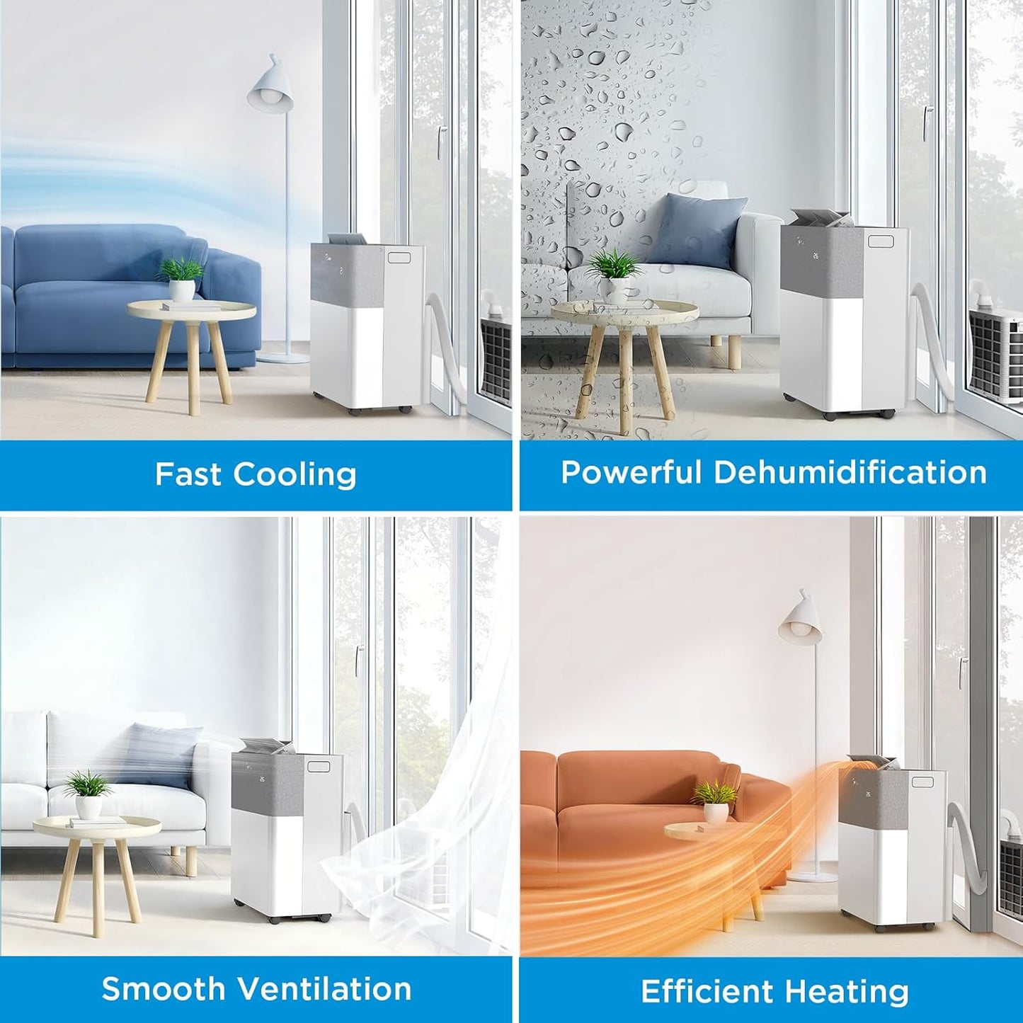Midea 4-in-1 Portasplit Air Conditioner with Heat Pump, 12000 BTU 3.5kW, Only 39dB(A) in Silent Mode, Cooling A++/Heating A+, Smart WiFi Control, for Rooms up to 42m²/105m³ [Energy Class A++]
