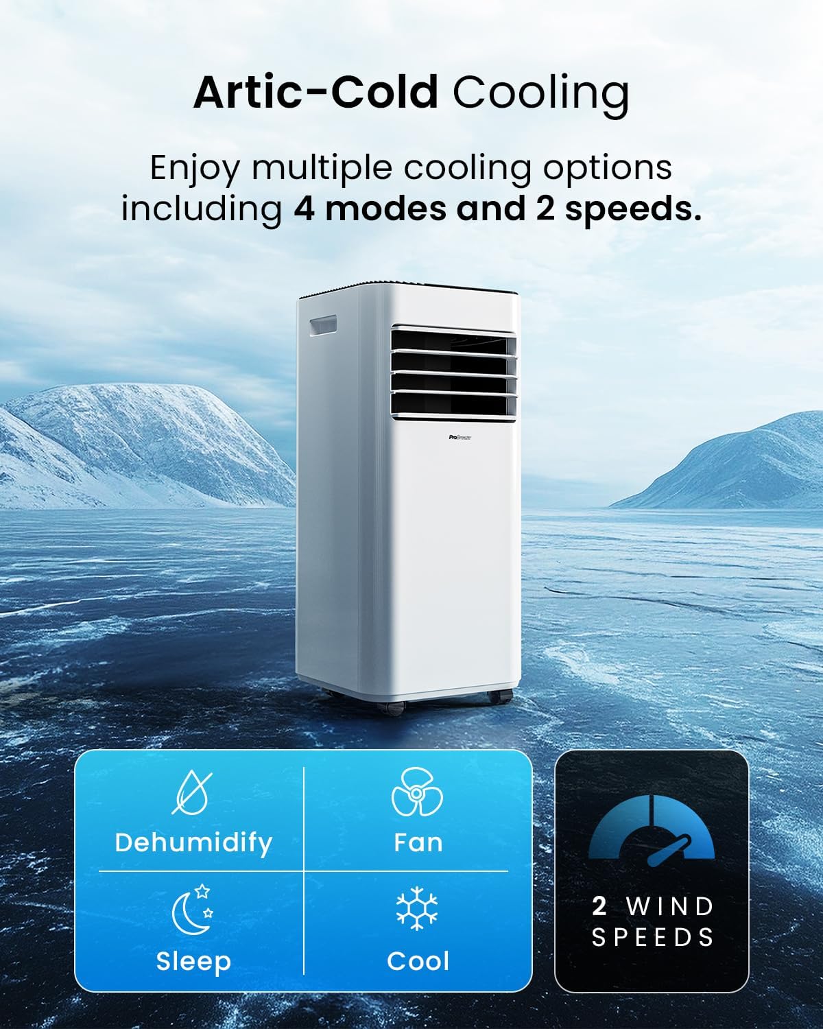 Pro Breeze 4-in-1 Portable Air Conditioner 7000 BTU with Remote Control, 24 Hour Timer & Dual Window Venting Kit Included. Powerful Air Conditioning Unit with Class A Energy Efficiency Rating