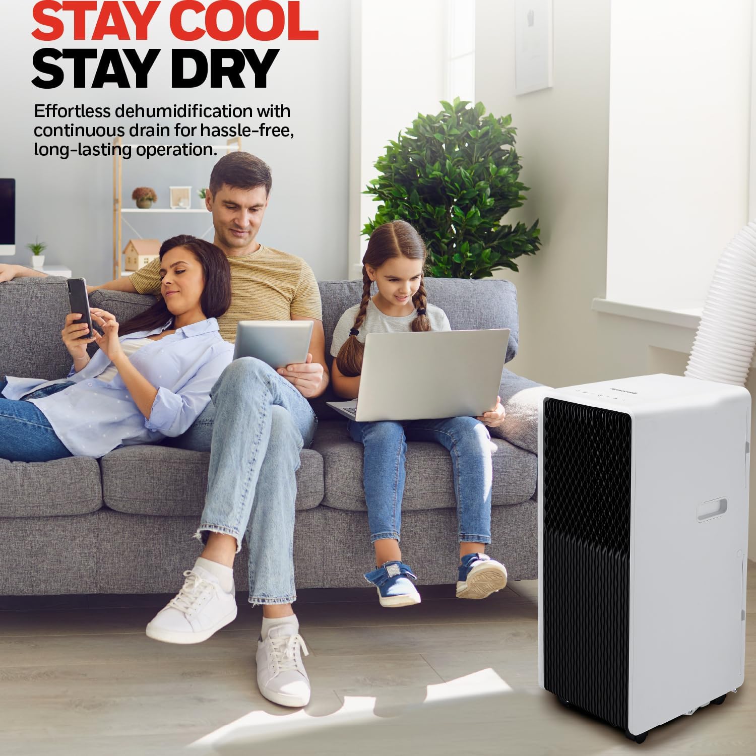Honeywell 9000 BTU Air Conditioner & 24L/day Dehumidifier, 3 in 1 Portable Air conditioning Unit With Cooling, Dehumidification and Fan only mode (9000 BTU)