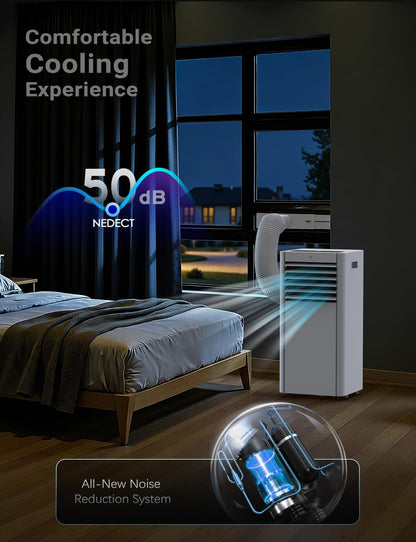 Air Conditioning Unit, 9000 BTU Portable Air Conditioner with 4 IN 1 Cool- Dry - Fan- Sleep Mode, Fast Cooling AC Unit with Timer & Lock for Home/Bedroom/Flat up to 35 m², Dual Control & Window Kit