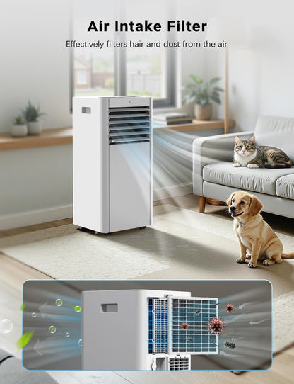 Air Conditioning Unit, 9000 BTU Portable Air Conditioner with 4 IN 1 Cool- Dry - Fan- Sleep Mode, Fast Cooling AC Unit with Timer & Lock for Home/Bedroom/Flat up to 35 m², Dual Control & Window Kit