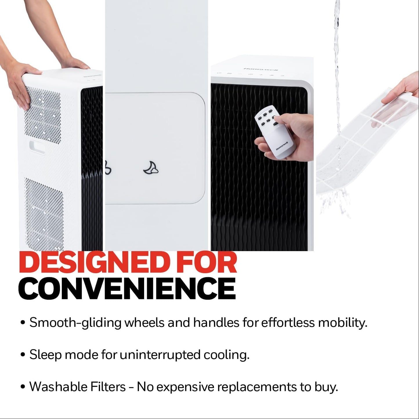 Honeywell 9000 BTU Air Conditioner & 24L/day Dehumidifier, 3 in 1 Portable Air conditioning Unit With Cooling, Dehumidification and Fan only mode (9000 BTU)