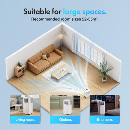VonHaus Air Conditioning Unit 12000 BTU – WiFi, Smart Portable Air Conditioner Enabled with Alexa/Google Home, Window Venting Kit, Remote Control, 4 Modes, 3 Speeds, 24hr Timer, Wheels, Carry Handle